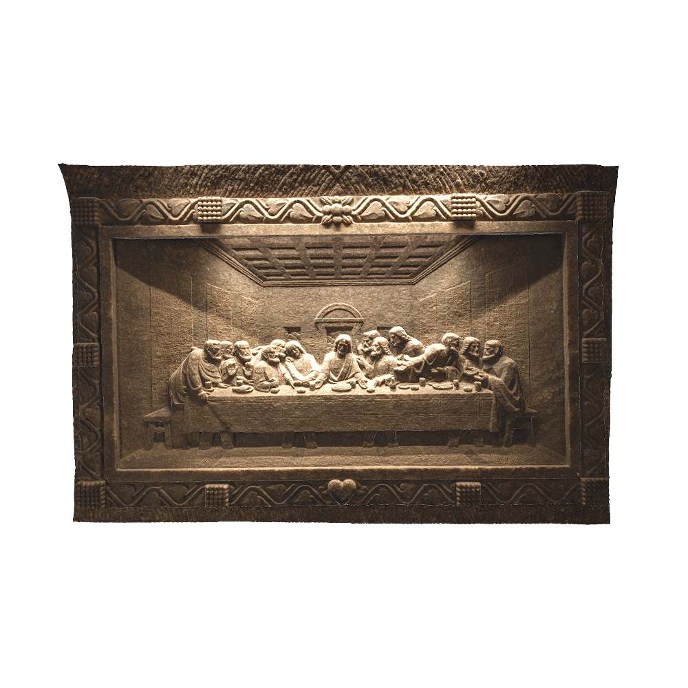 《最后的晚餐》浮雕壁画3D石雕作品模型预览图