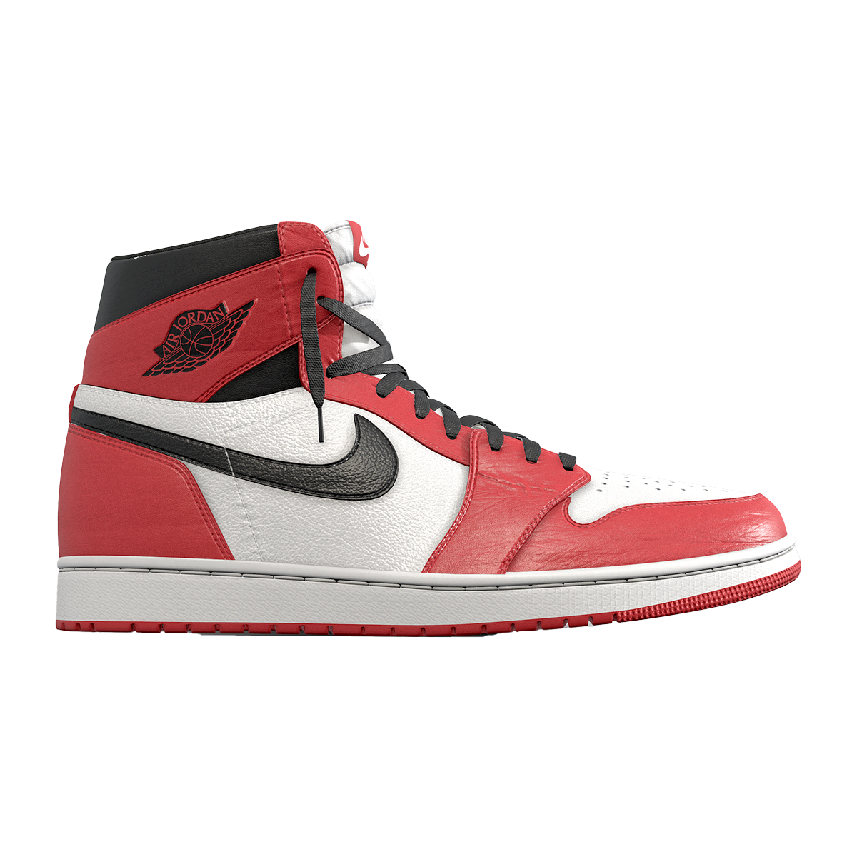 Jordan Air Jordan 1芝加哥 高帮板鞋红黑白模型预览图
