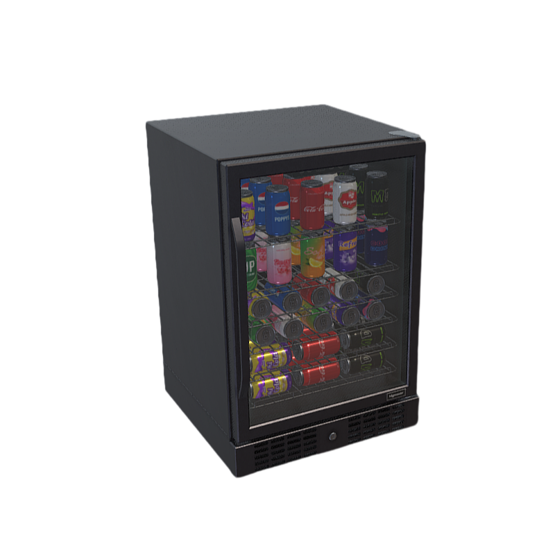 装满饮料的黑色小冰箱3D模型模型预览图