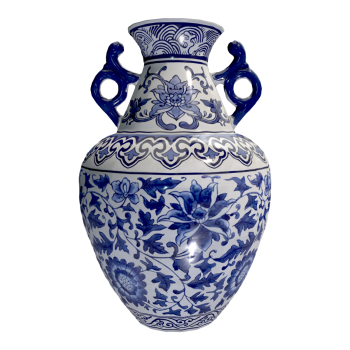 中式古典风青花瓷双耳插花瓶